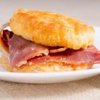 Country Ham & Egg Biscuit · Cured country ham on a made-from-scratch buttermilk biscuit, grilled and then made better wi...