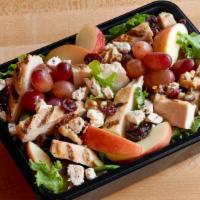 Nutty Mixed-Up Salad (770 Cal) · Grilled, 100% antibiotic-free chicken breast, organic field greens, grapes, feta, cranberry-...