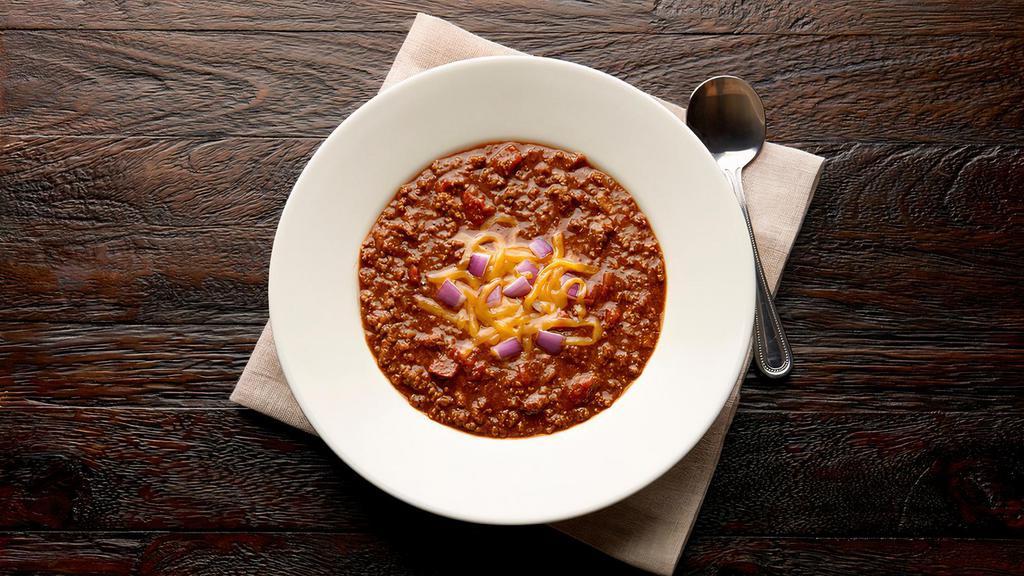 Cup Chili  · With chunks of lean ground beef, lots of fresh herbs and spices in a thick and robust tomato-based sauce, 