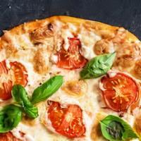 Margarita Pizza · Tomato Sauce, Mozzarella cheese, diced tomato and basil.