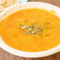 Healthy Butternut Cream Soup · Tasty and healthy butternut squash and sweet potatoes and onion and carrot and red pepper an...