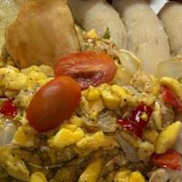 Ackee & Saltfish Plate · served with yard food ( yam, bananas and dumpling).
