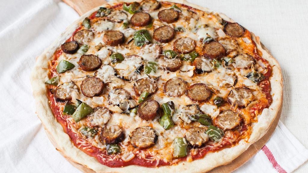 Sicilian Pizza Supreme · # Meat Lovers Pizza # Mushrooms & Green Pepper Pizza # American	Italian sausage topped with fresh mushrooms; green peppers, and onions tied together through our mouthwatering pizza sauce to create a delightful pizza offering enjoyed thoroughly.