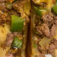 Nyc Chopped Cheese Burger Beef · Chopped Cheese (chopped ground beef with Sazón seasoning, shredded cheese cooked into meat, ...
