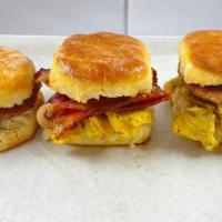 Breakfast Biscuit (Egg Cheese Meat) · Delicious breakfast biscuit with egg and cheese and meat
 ( choose bacon or pork sausage)
Sa...