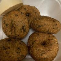 Falafel (5 Pcs) · Vegan.  Delicious Patties Of Ground Cooked Garbanzo Beans Mixed With A Special Blend Of Spic...