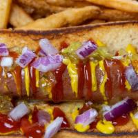 Classic Dog · Mustard, ketchup, onions served w/ relish on the side.