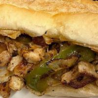 Philly Cheese Steak · Beef, yellow onions, bell pepper, provolone cheese and mayo on hoagie roll.