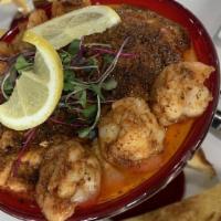 Martini Shrimp, Salmon & Grits · Grilled shrimp shaken with our special sauce served our Blackened Grilled Salmon over creamy...
