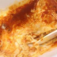 B Enchilada Supreme · 3 enchiladas, one beef, one chicken, one cheese, topped with cheese, enchilada sauce, lettuc...