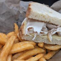 Kid Turkey Sandwich & Fries · Turkey, provolone & mayo on sourdough