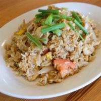 Fried Rice · Rice stir-fried with egg, onions, tomato and scallions