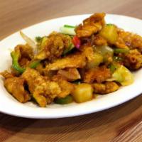 Sweet And Sour · Crispy of your choice sauteed with tomato, bell pepper, onions, pineapples and cucumber. Ser...