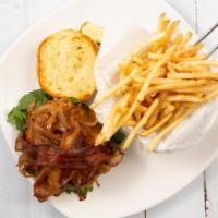*Flagship Burger · Our special blended sirloin burger char-grilled on a toasted brioche  with lettuce, tomato, ...