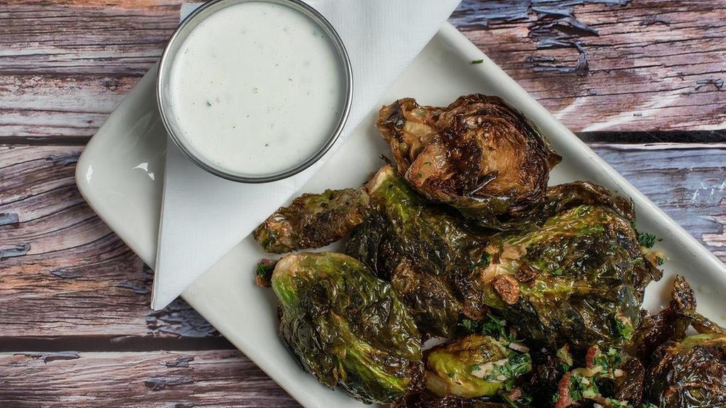 Crispy Brussels* · with garlic buttermilk ranch dipping sauce