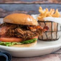 Southern Chicken Blt · fried* or grilled chicken, apple cider bacon,. dijonnaise, lettuce, tomato, challah bun
