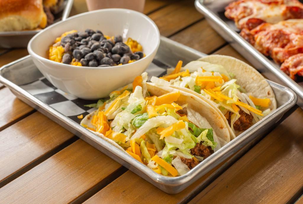 Kids Tacos · taco meat, lettuce, cheese