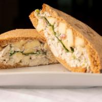 Chicken Salad Sandwich · Chunky white meat chicken made with apples, pecans and a sprinkling of diced celery. Served ...