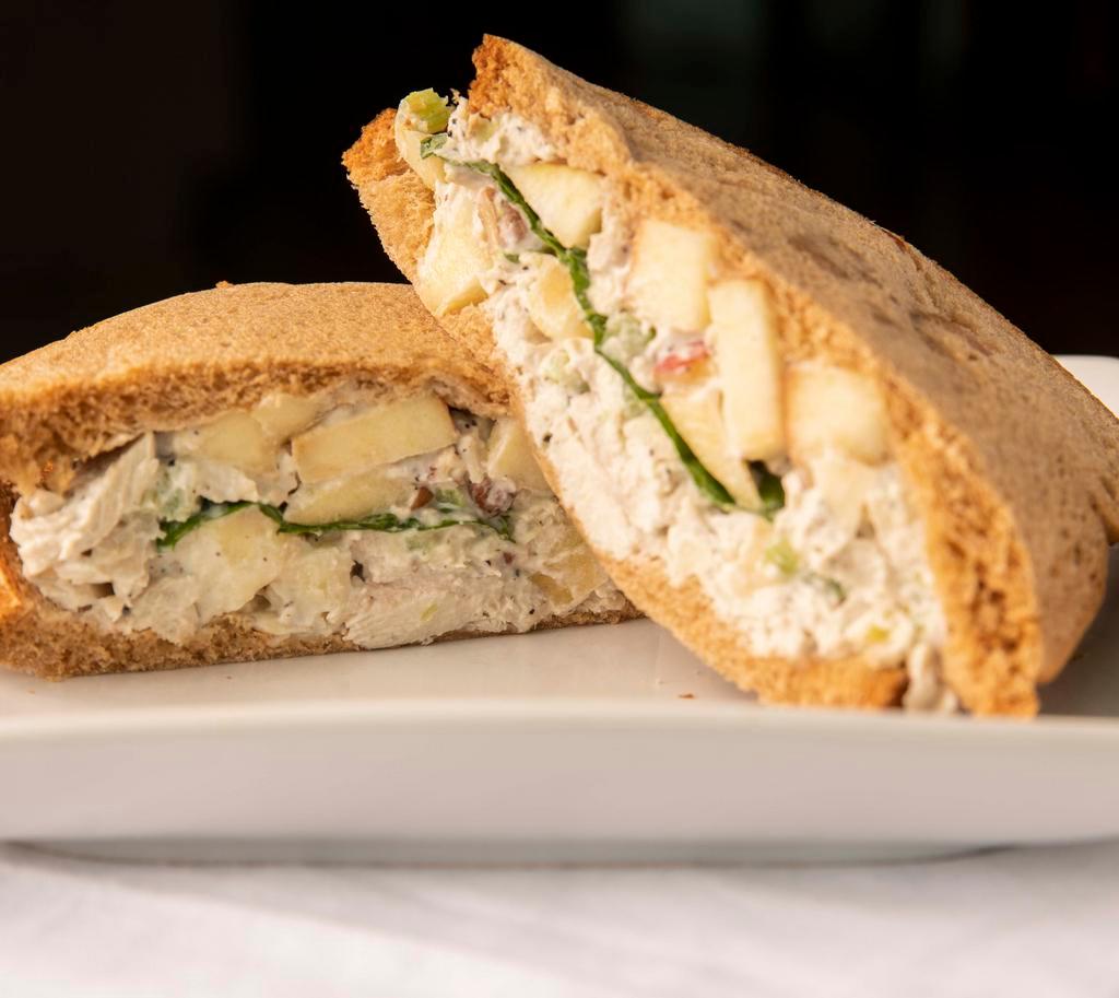 Chicken Salad Sandwich · Chunky white meat chicken made with apples, pecans and a sprinkling of diced celery. Served with lettuce.