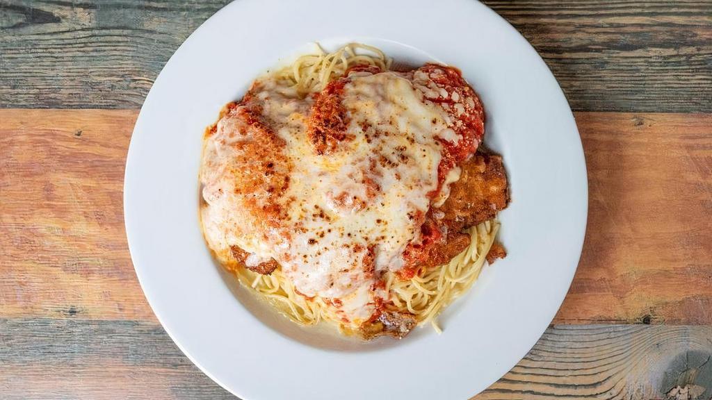 Spaghetti Con Pollo Parmesano · Chicken Parmesan Spaghetti