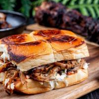 Original Pulled Oxtail Sandwich (Whole Portion) · Mouthwatering braised and pulled oxtail meat, resting upon luxurious seasoned vegan slaw. Sa...