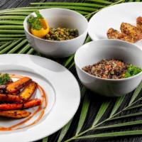 Vegan Plate (4 Selections) · Indulge in 4 of our tantalizing veggie/vegan options!