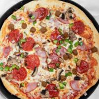Howie Special (Large) · 305 cal. per slice, eight  slices.Pepperoni, ham, mushroom, green pepper, onion and mozzarel...