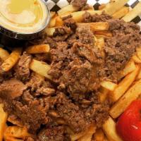 Cheese Steak Fries (Entree) · Fries topped with eddies and sons grilled ribeye, chicken, or vegan protein, with w/o onions...