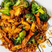 Chicken With Broccoli · Served with egg roll and roast pork fried rice.