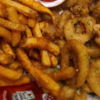 Calamari And Fries  · Fried calamari and fries served with SanChe’s seafood sauce