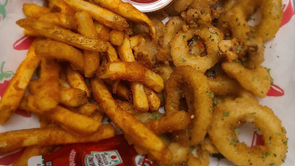 Calamari And Fries  · Fried calamari and fries served with SanChe’s seafood sauce