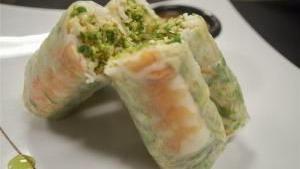 Fresh Spring Roll · Soft rice paper wrapped with fresh cilantro, lettuce, mint, shrimp, chicken, and rice noodle...