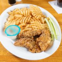 Chicken Tenders Basket (3 Pc) · Hand-breaded fresh, never frozen, chicken served with your favorite DWG flavor combination.