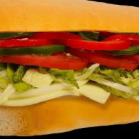 #14 Garden Veggie · Red & Green Peppers, Onion, Lettuce, Tomato, Cucumber, . American Swiss Cheese & Provolone C...