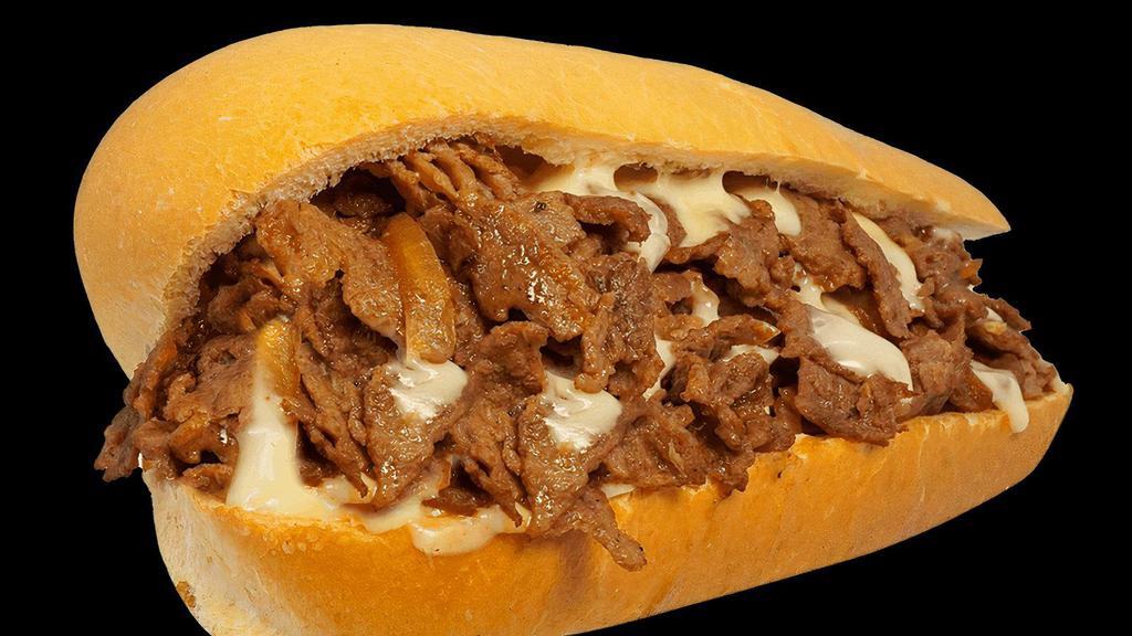 #8 Philly Cheesesteak · USDA Choice Grilled Steak, Grilled Onions, & Swiss American Cheese on White Roll.