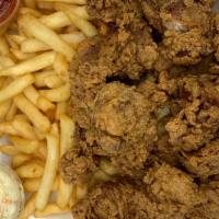 ) 3 Whole Wings Gizzards · 3 wings and gizzards Fries and coleslaw.