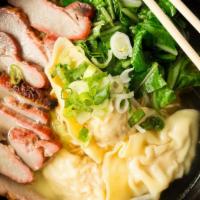 Hong Kong Dumplings & Roast Pork Noodle Soup · Most popular. Thin egg noodles, Asian greens, roast pork, scallions and dumplings stuffed wi...