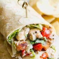 Chicken Caesar Wrap · grill chicken toss in Caesar dressing wrap in a flour  tortilla