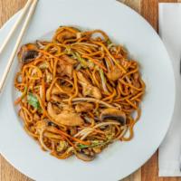 Chicken Lo Mein · Served with an egg roll and a choice of staple.