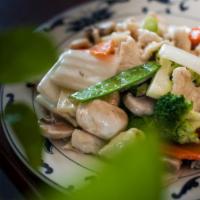 Chicken With Mixed Vegetables · Snow peas, water chestnuts, bamboo shoots, carrots, baby corn, stir-fried with chicken and l...