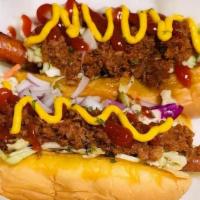 I Carrot About You Dogs · 2 Carrot Dogs topped with Vegan Chili, Onions, Cole Slaw, Mustard & Ketchup