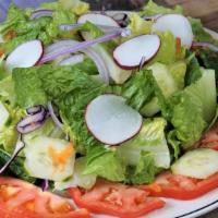 House Salad · Lettuce, tomatoes, carrots, red onions, cucumbers and red cabbage
