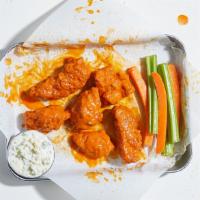 Boneless Chicken Wings (6) · 6 boneless wings with your choice of sauce. Served with celery and blue cheese or ranch.