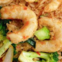 Spicy Basil Fried Rice · Gluten-Free. Spicy basil fried rice stir-fried rice, broccoli, carrots, basil leaves, bell p...