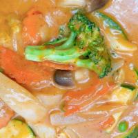 Panang Curry · Gluten-Free. Sweet Panang curry coconut sauce bell peppers, carrots, and broccoli.