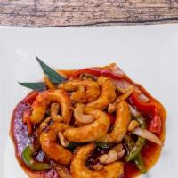 Cashew Nut · Gluten-Free. Sauteed onions, green onions, and bell peppers roasted chili sauce topped with ...