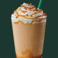 Caramel Ribbon Crunch Frappuccino® Blended Beverage · Buttery caramel syrup blended with coffee, milk and ice, then topped with a layer of dark ca...