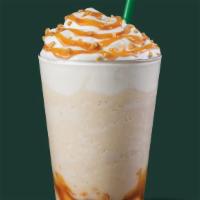 Caramel Ribbon Crunch Crème Frappuccino® Blended Beverage · Buttery caramel syrup is blended with milk and ice, then topped with a layer of dark caramel...