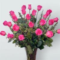 Classic 18 Hot Pink Roses  · Show your love with a stunning bouquet of roses that are unlike any other. This extravagant ...