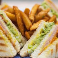 Club Sandwich · Sliced turkey. Provolone cheese, avocado, bacon, tomatoes, lettuce and mayo on a Texas toast.